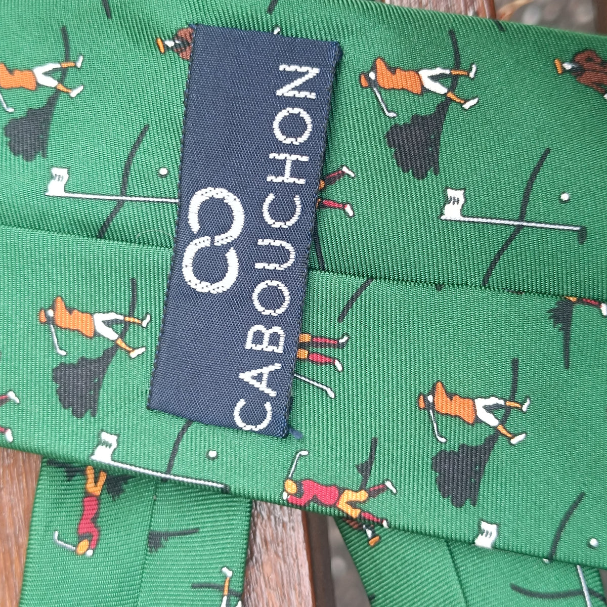 Vintage 90s Cabouchon Golf Silk Tie – Emerald Green Novelty Necktie
