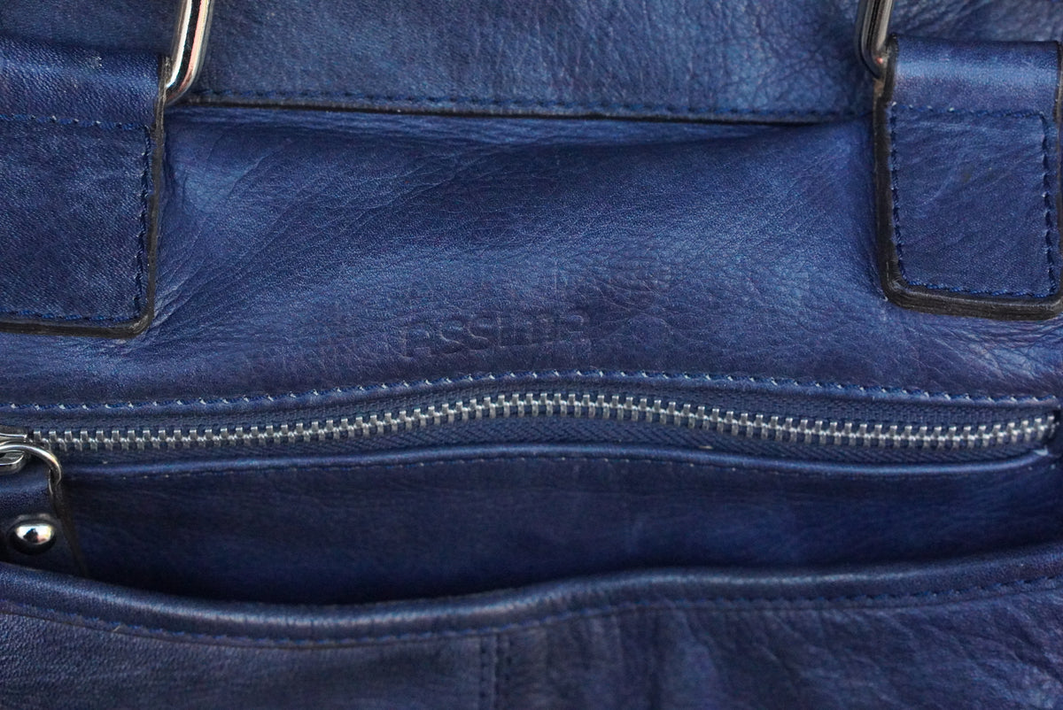 Leather Shoulder Bag - 2000s Y2K Indie Sleaze Style - Navy Blue | One Size