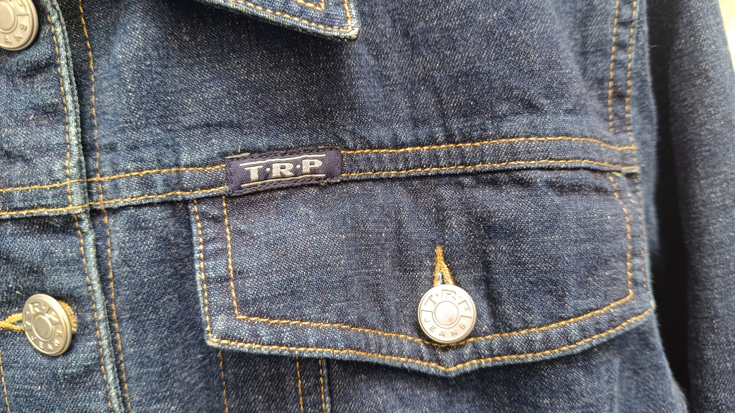 Vintage 1990s Denim Mini Dress Jacket Blue Jean Utility Western Button Up Dress