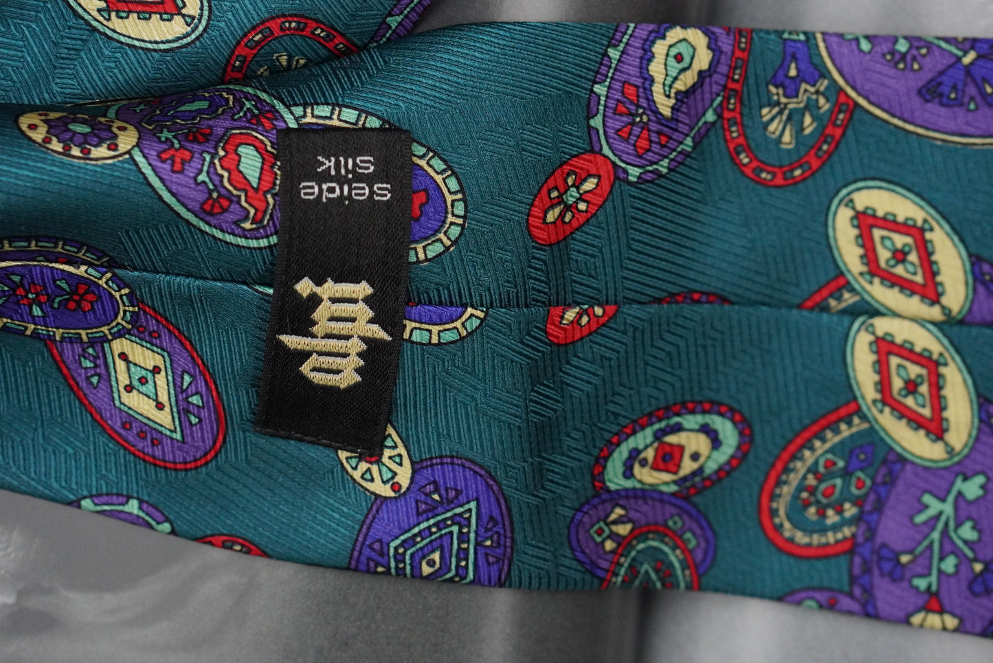 Alpi Vintage 1980s Silk Tie Teal Geometric Pattern Avant Garde Retro Mens Necktie