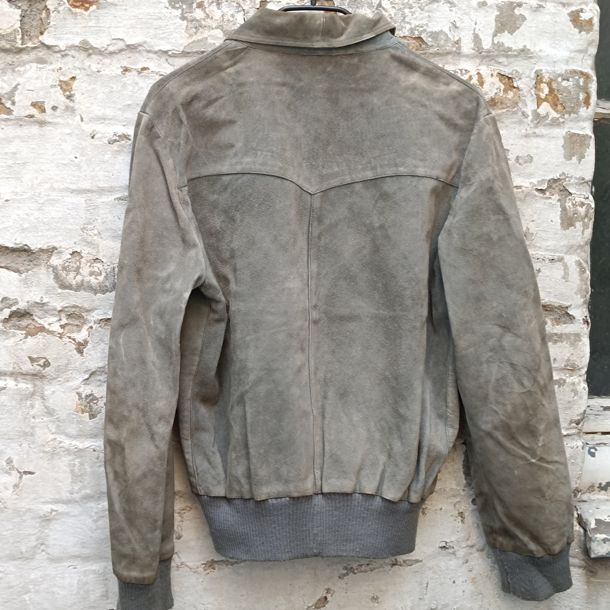 Suede Bomber Jacket | Vintage 70s Grey Suede Flight Coat | Size M