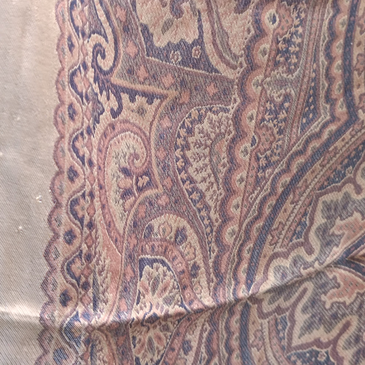 Vintage Paisley Silk Scarf | Bohemian Boho Square Neck Scarf | Brown Purple