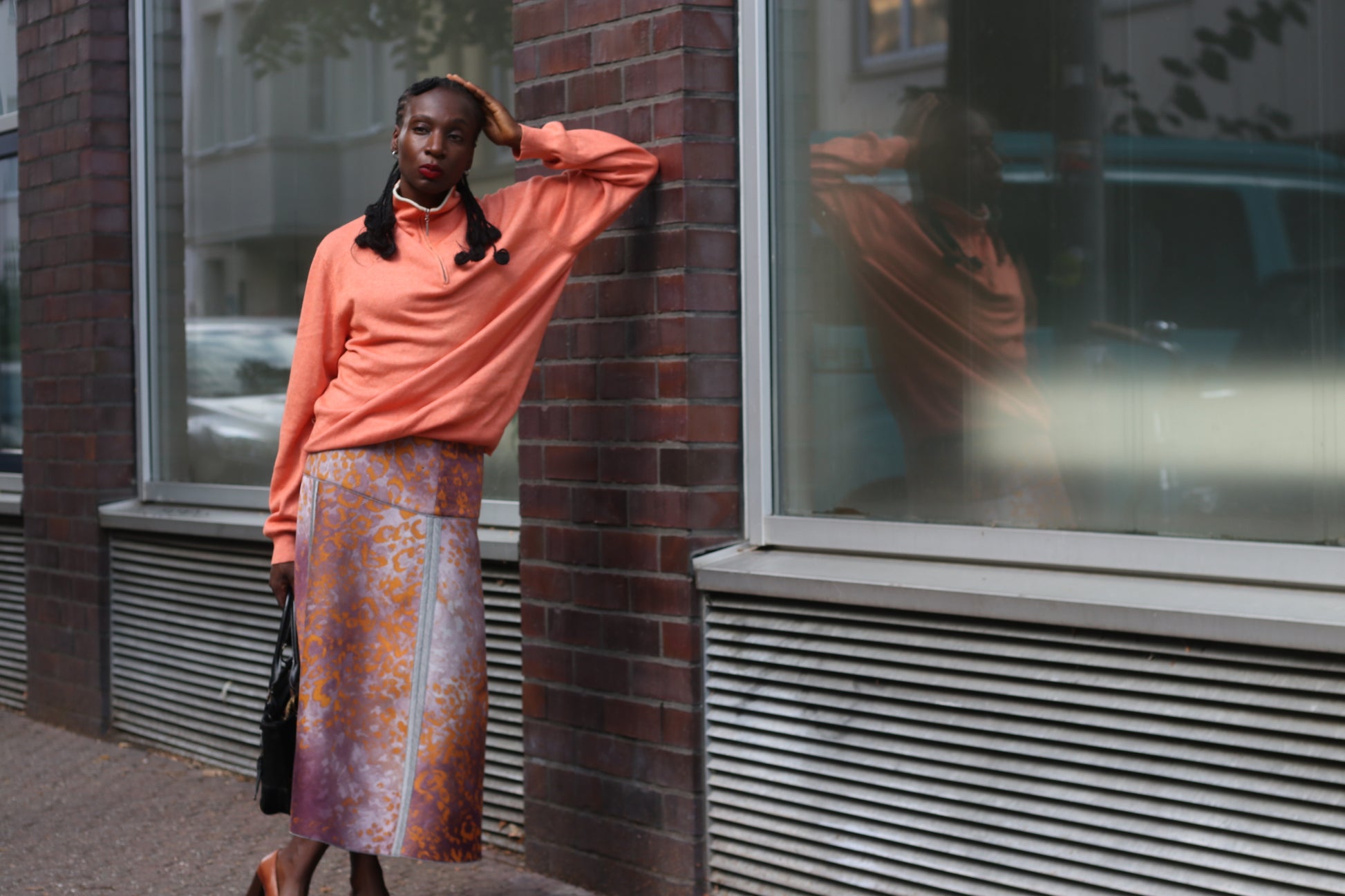 SØR Avongelli Vintage Silk Cashmere Orange Quarter Zip Sweater