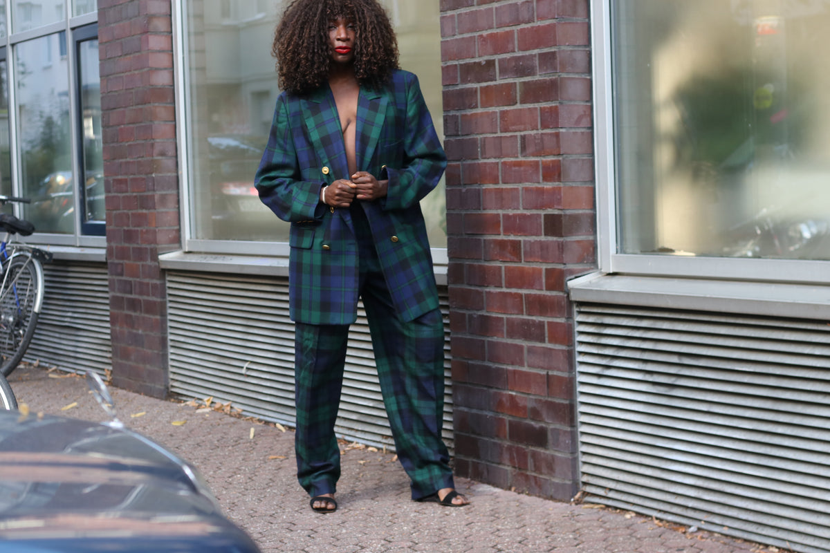 Tartan Plaid Trousers - 80s Wool Pants - NWT Deadstock Green | S/M