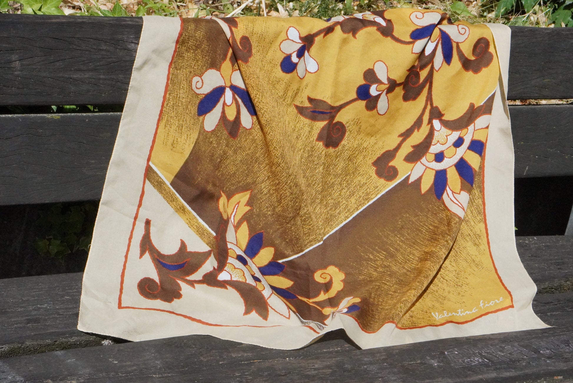 SEO Title  Vintage Valentina Fiore Italian Floral Square Scarf | Retro Designer Scarf