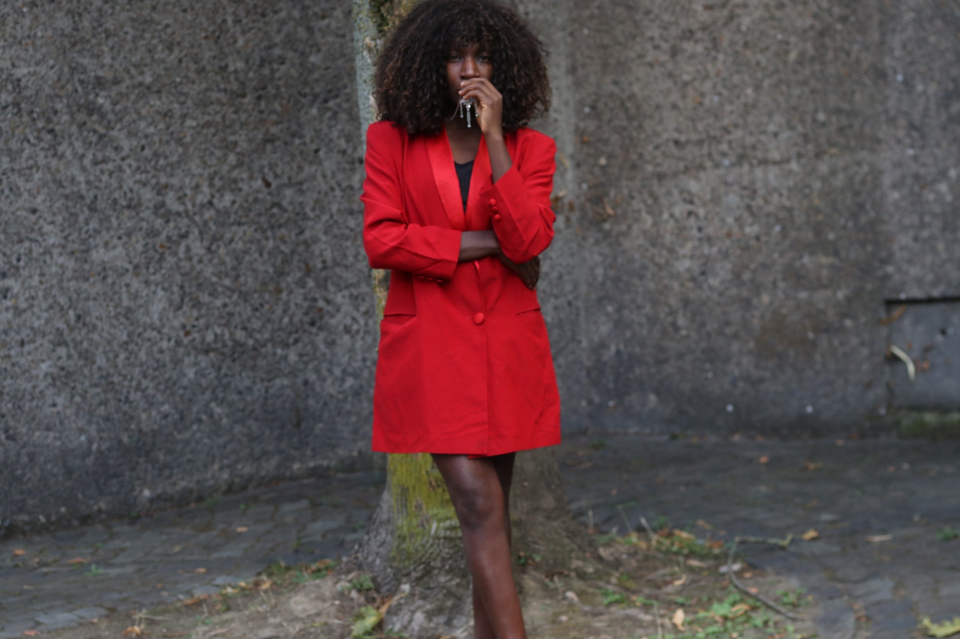 Vintage Red Tuxedo Blazer | 80s Satin Shawl Collar Evening Coat | M