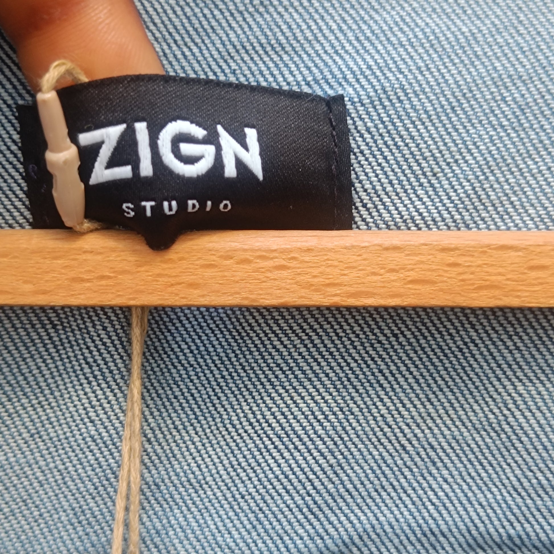 Zign Studio Organic Denim Midi Dress - Sleeveless Belted Jean Dress Blue S