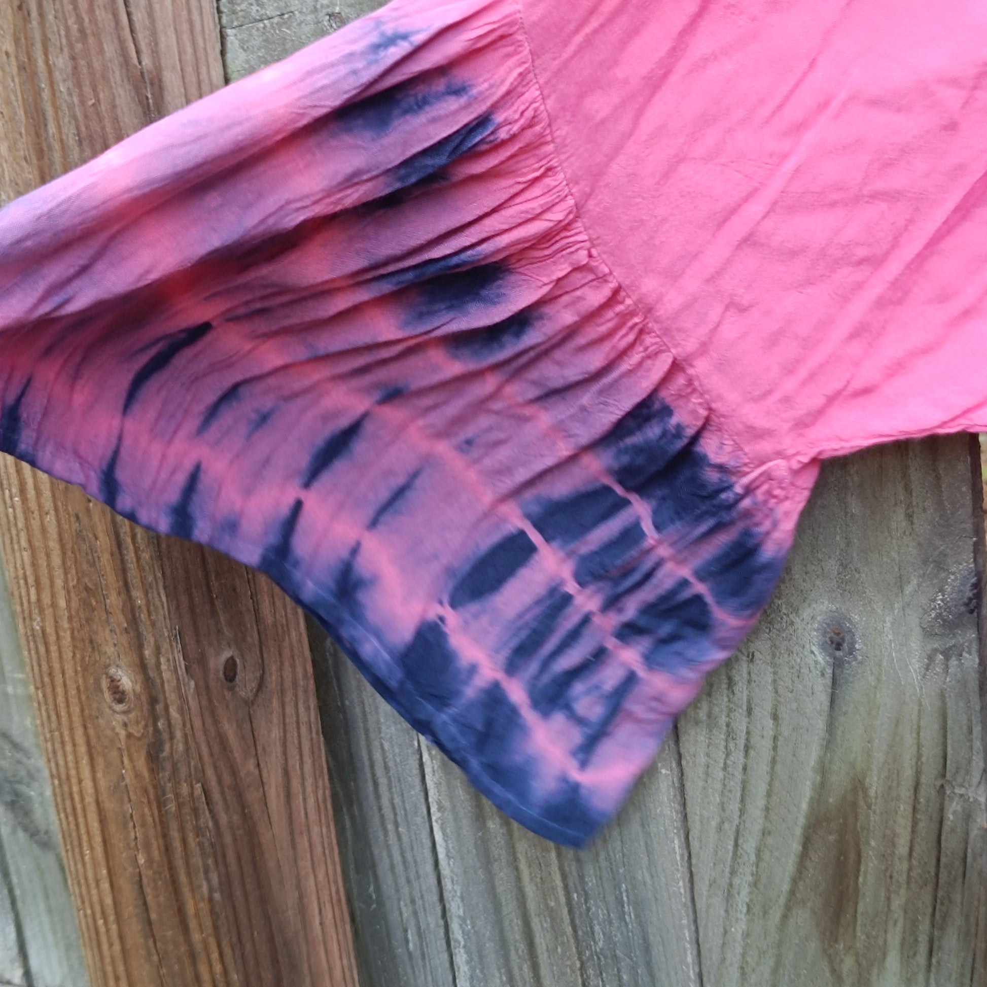 Vintage y2k Tie Dye Tunic Dress - Pink and Purple Bell Sleeve Mini
