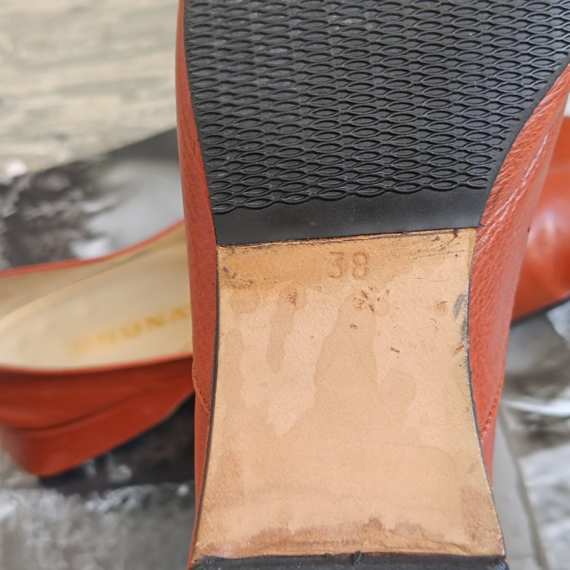 Brunate Vintage 90s Italian Terracotta Leather Square Toe Loafers 38