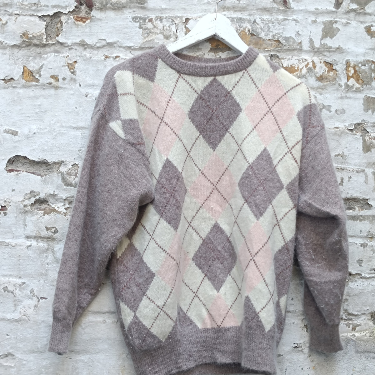 Pierre Cavallo Vintage Argyle Sweater 90s Preppy Soft Angora Blend M