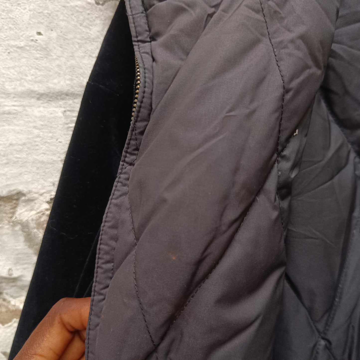 Bogner Black Velvet Quilted Jacket with Gold Zip Accents