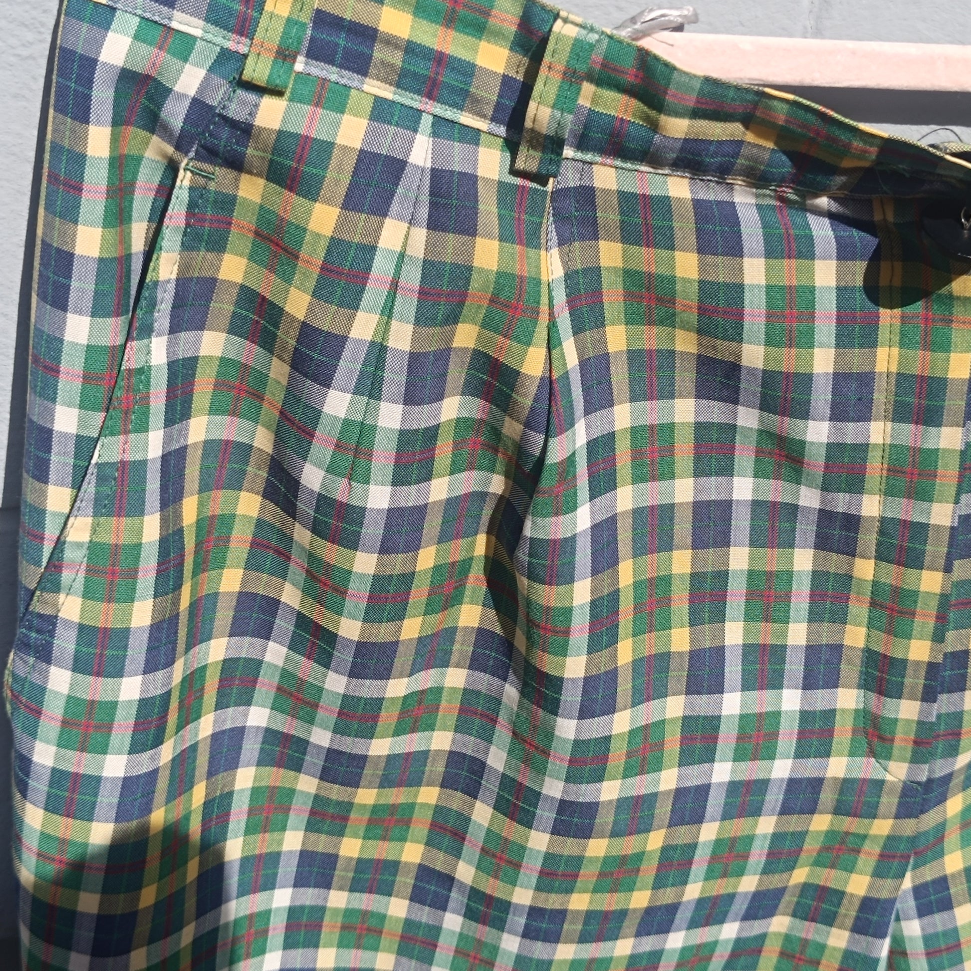 Hammerschmidt Vintage 1980s Plaid Culottes Green Yellow Tartan High Waist Shorts