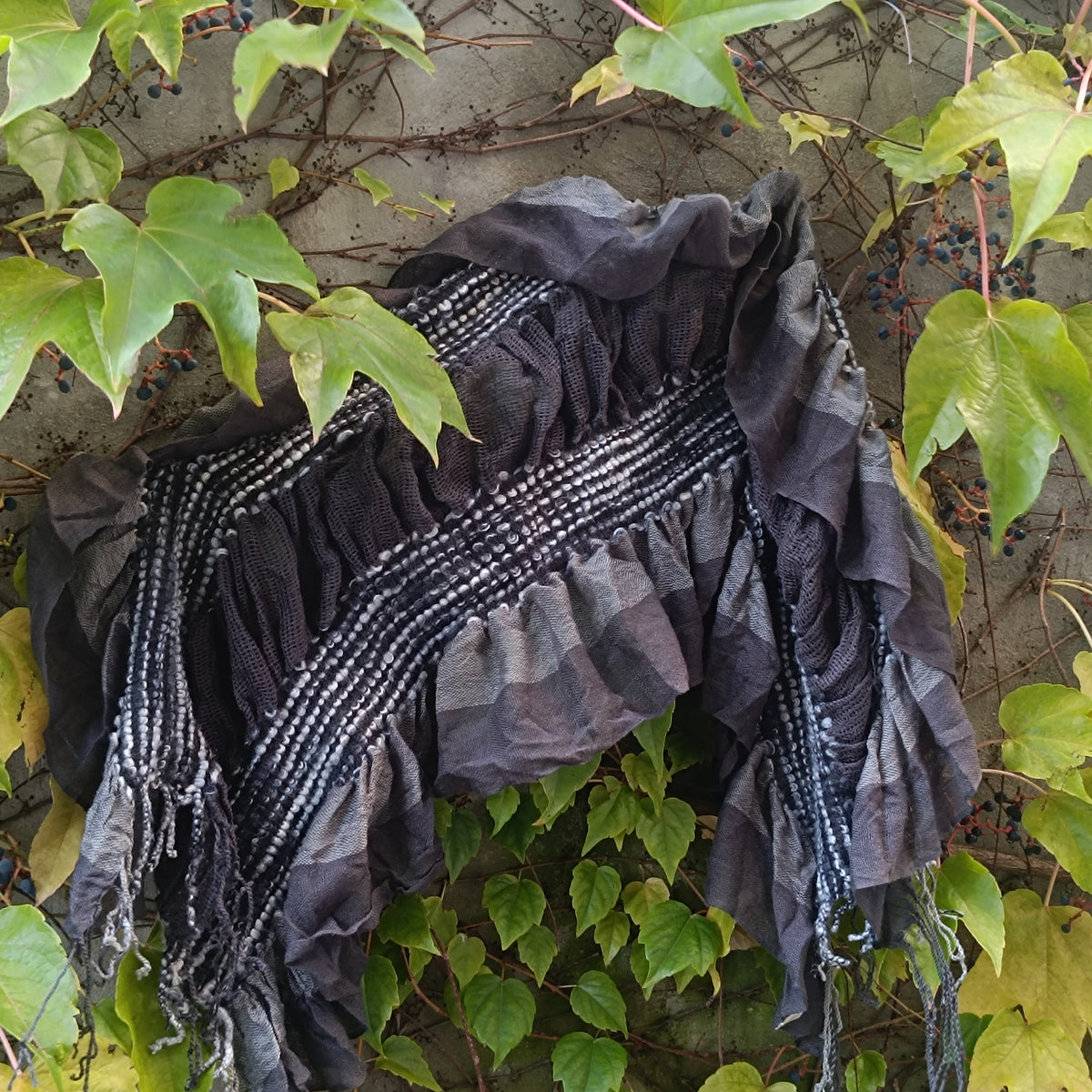 Vintage 90s Charcoal Grey Viscose Textured Shrug Shawl Bolero