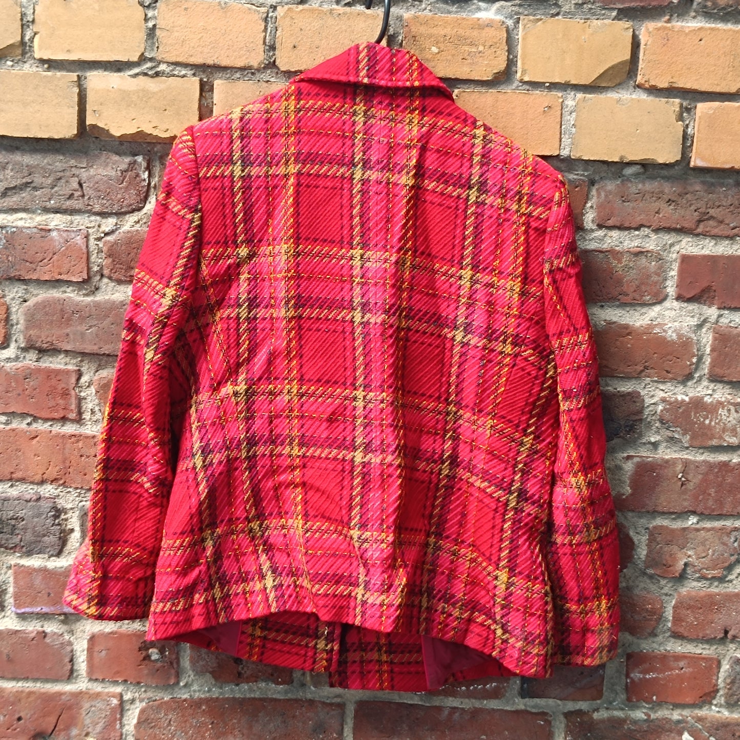Vintage Christian Berg Stockholm Red Plaid Wool Blend Jacket Women's 42