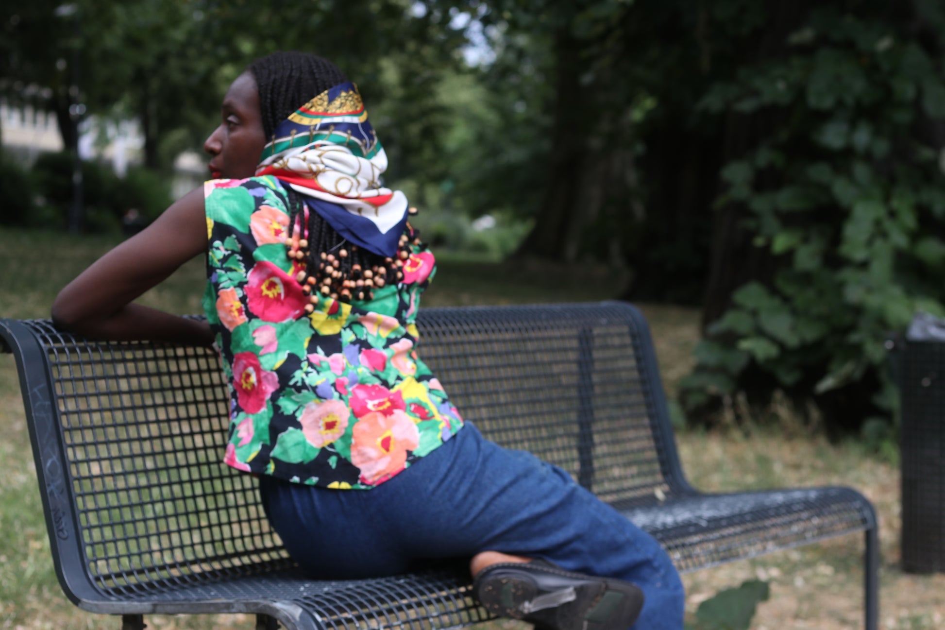Vintage 90s Painterly Floral Sleeveless Cotton Top