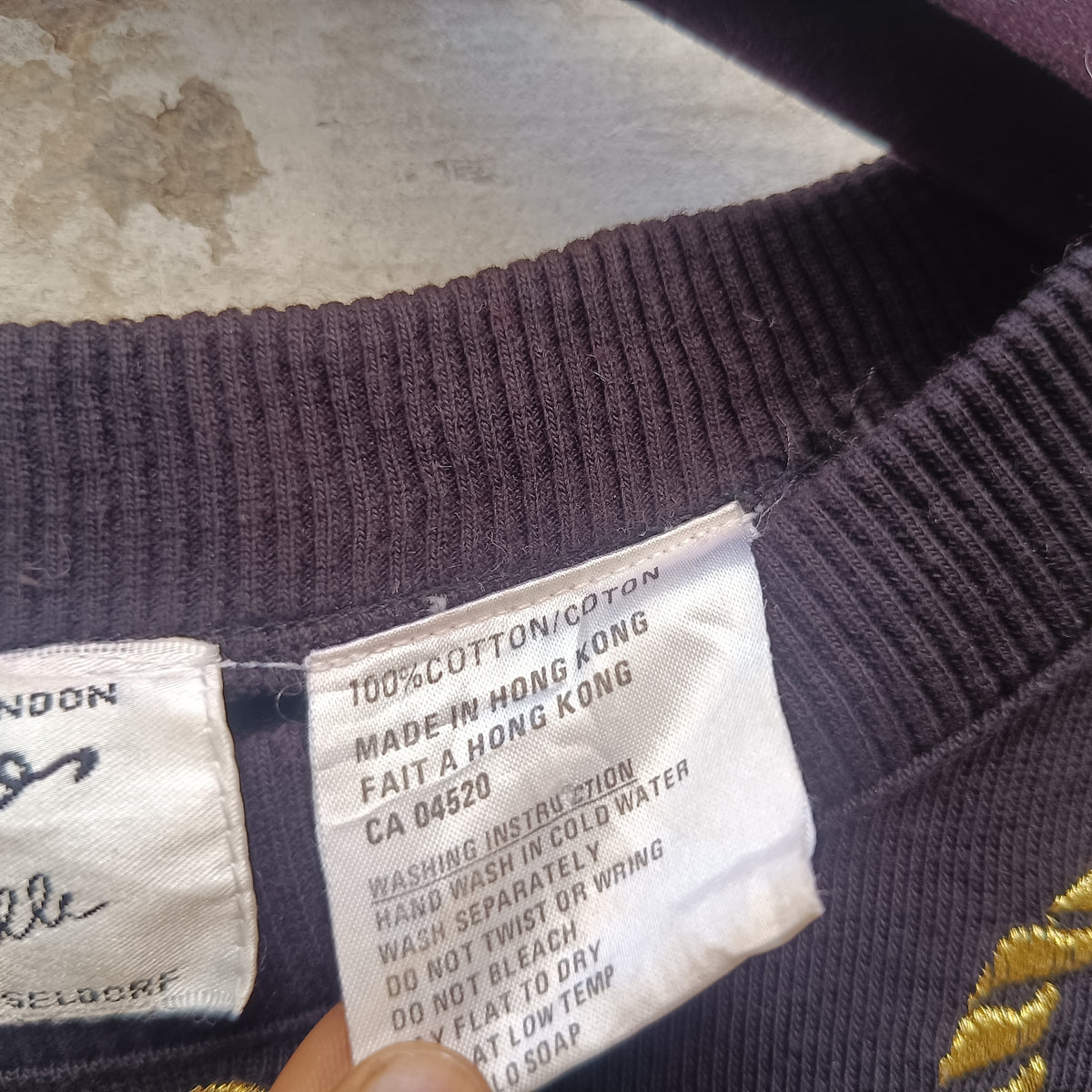 Vintage 80s Black Gold Embroidered Sweatshirt M | Nautical Graphic Jumper
