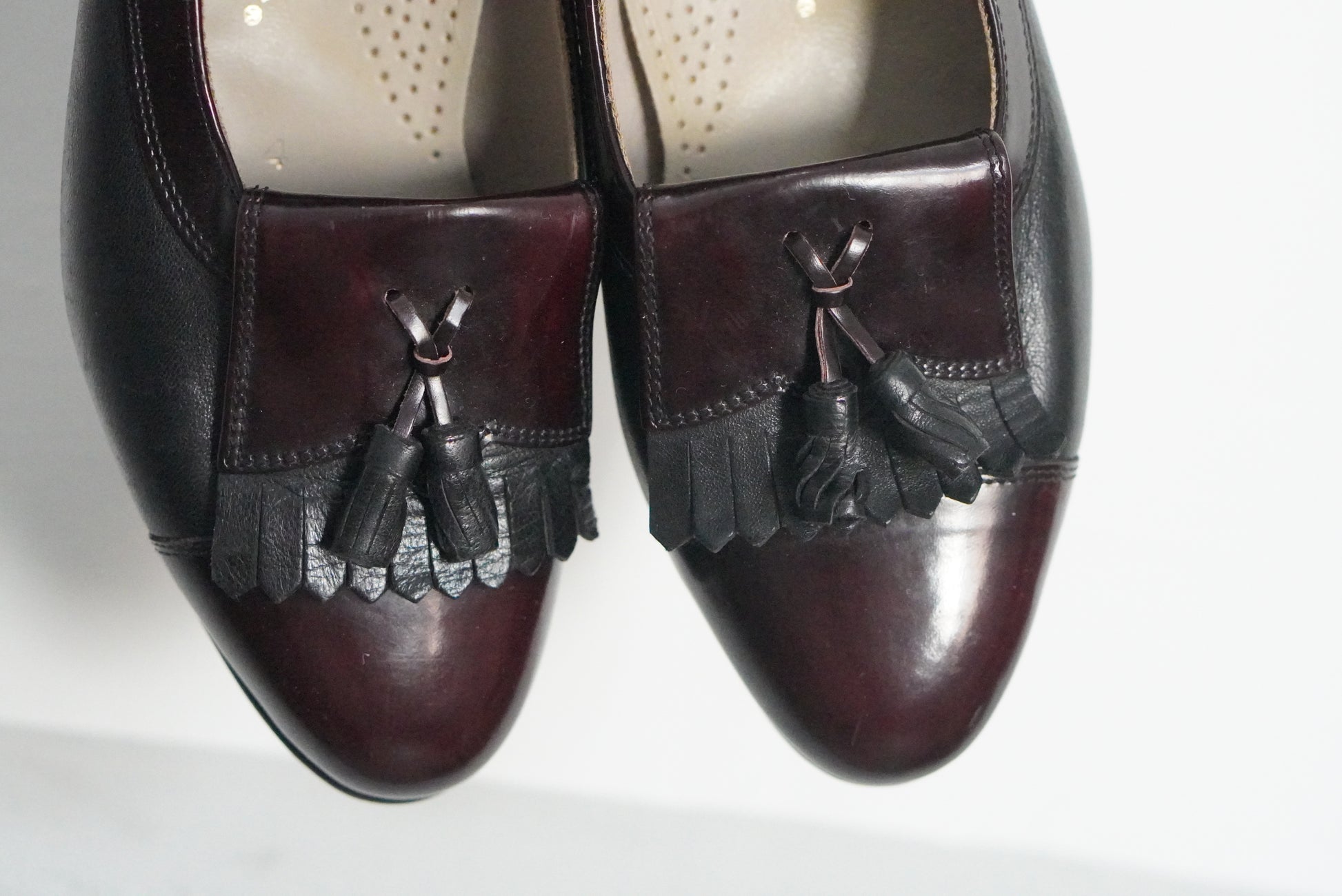 Vintage Tassel Loafers | 80s Leather Heels Burgundy EU 37 UK 4