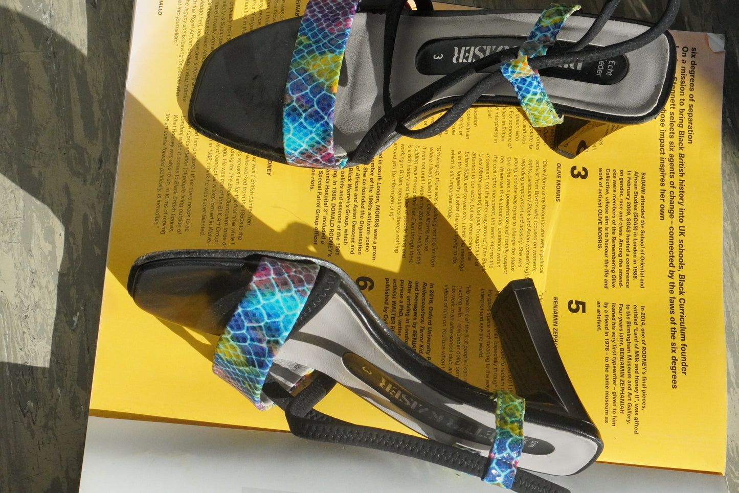 Rainbow Snakeskin  Print Sandals | Vintage Y2K Strappy Heels - Size EU 35.5