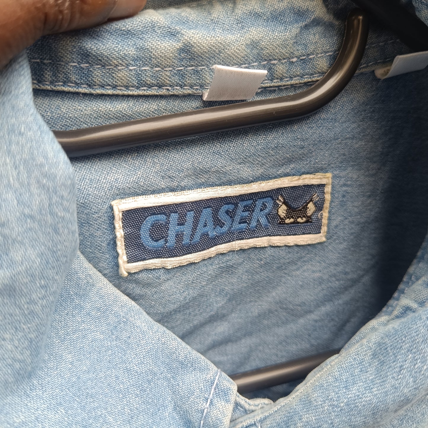 Vintage Chaser Denim Shirt Blue 90s Western Long Sleeve Jean Button Down Large
