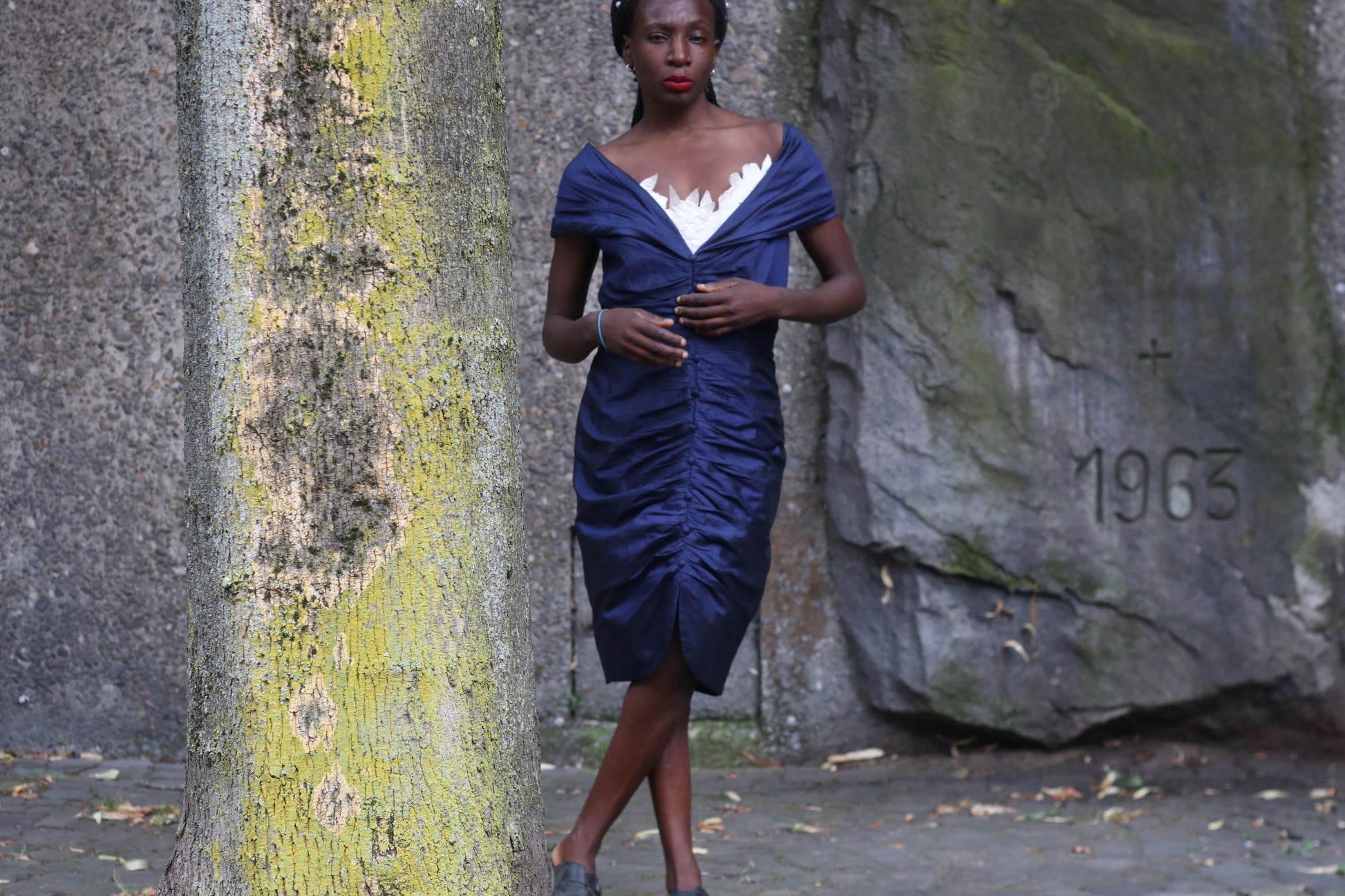 Vintage Silk Evening Dress | 80s Off Shoulder Ruched Party Gown | M-L