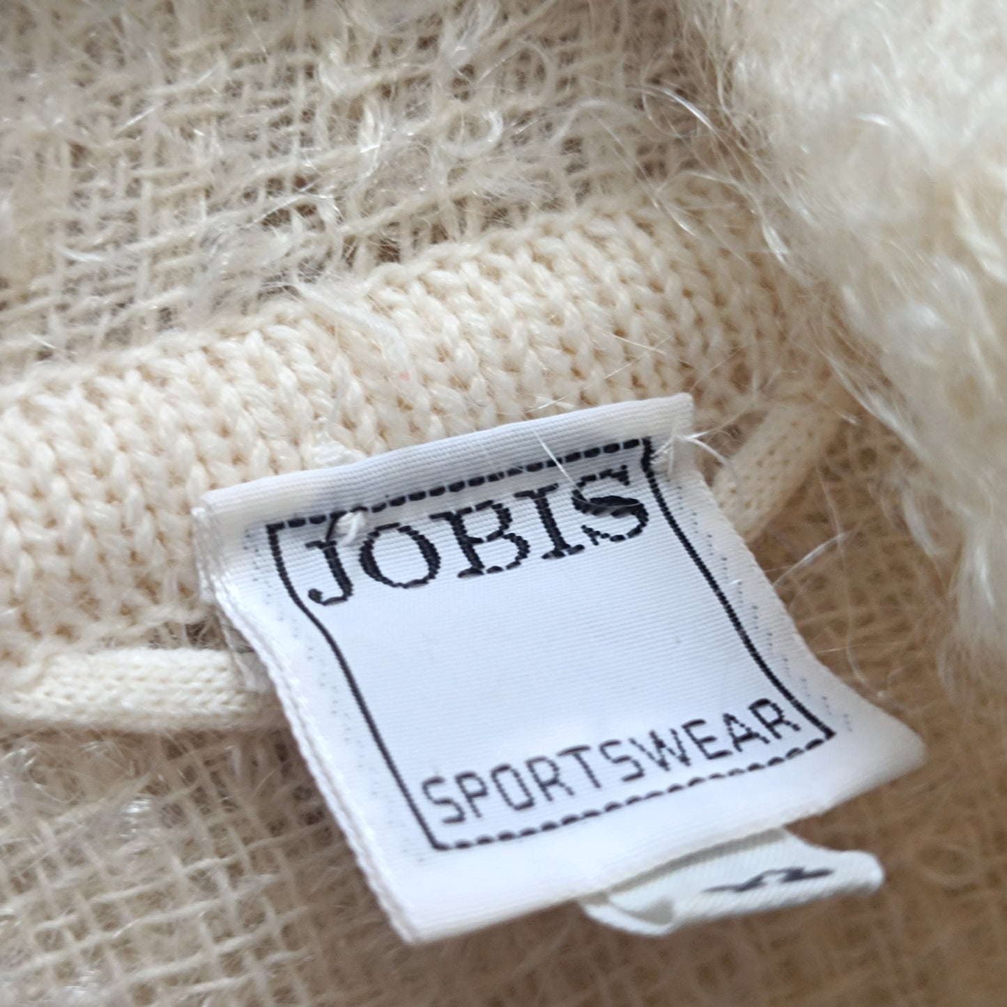 JOBIS Vintage Mohair Wool Jacket - 80s Cream Knit Cardigan Blazer