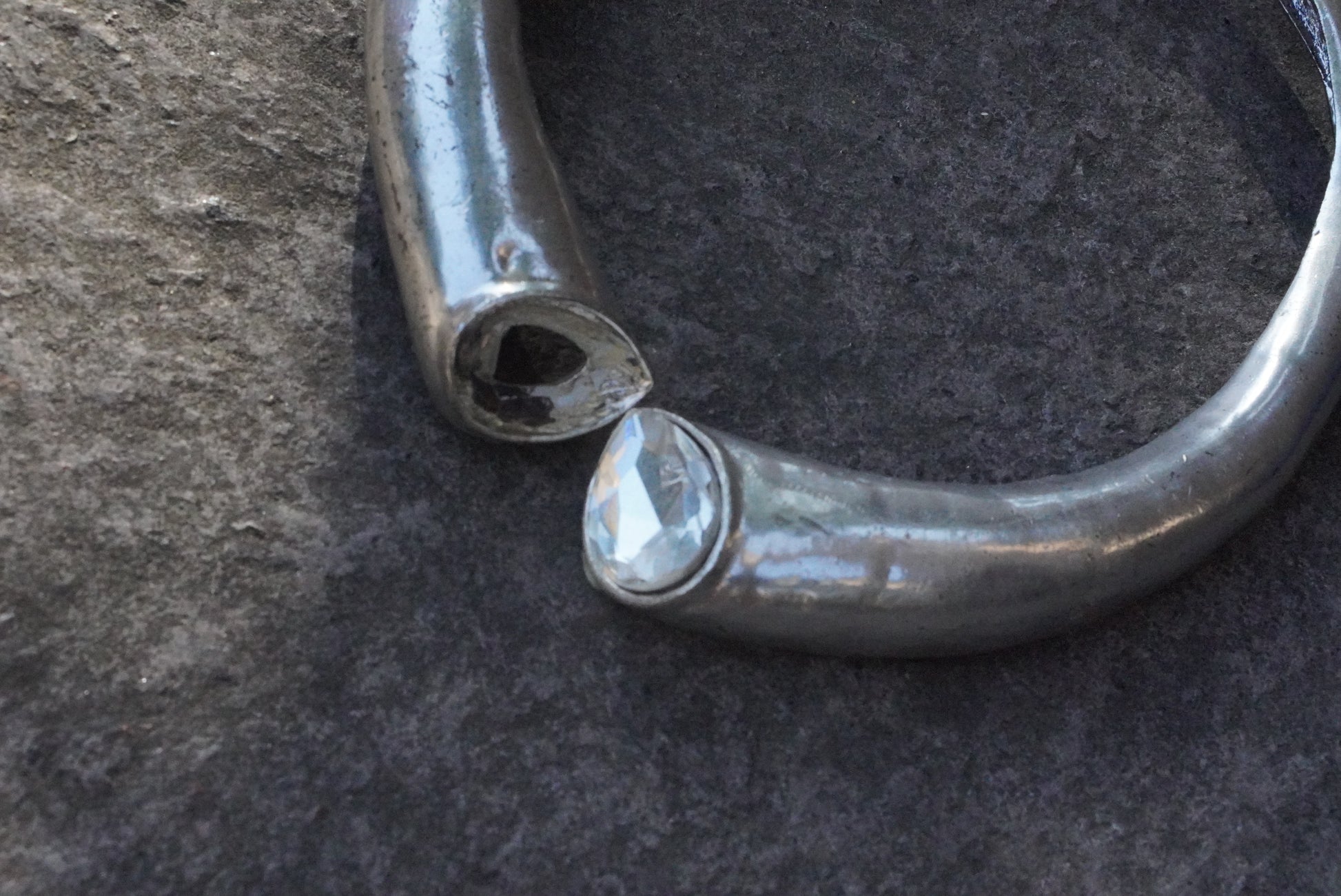 Choker Necklace - 1980s Vintage - Silver Crystal | Onesize