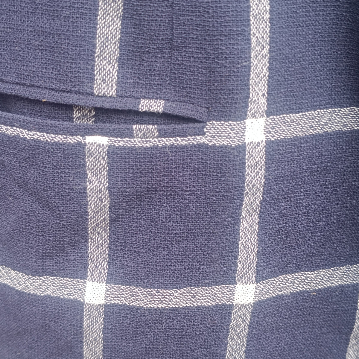 Vintage 80s Navy Plaid Blazer | Oversized Boxy Windowpane Jacket