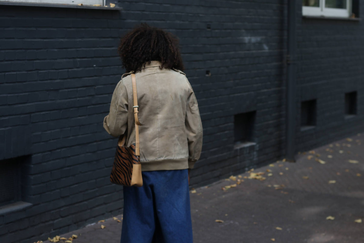 Vintage Suede Leather Bomber Jacket Tan Brown 80s 90s | Size L