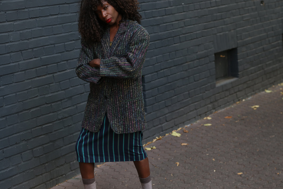 Vintage Wool Tweed Blazer | 80s 90s Rainbow Confetti Coat | M/L