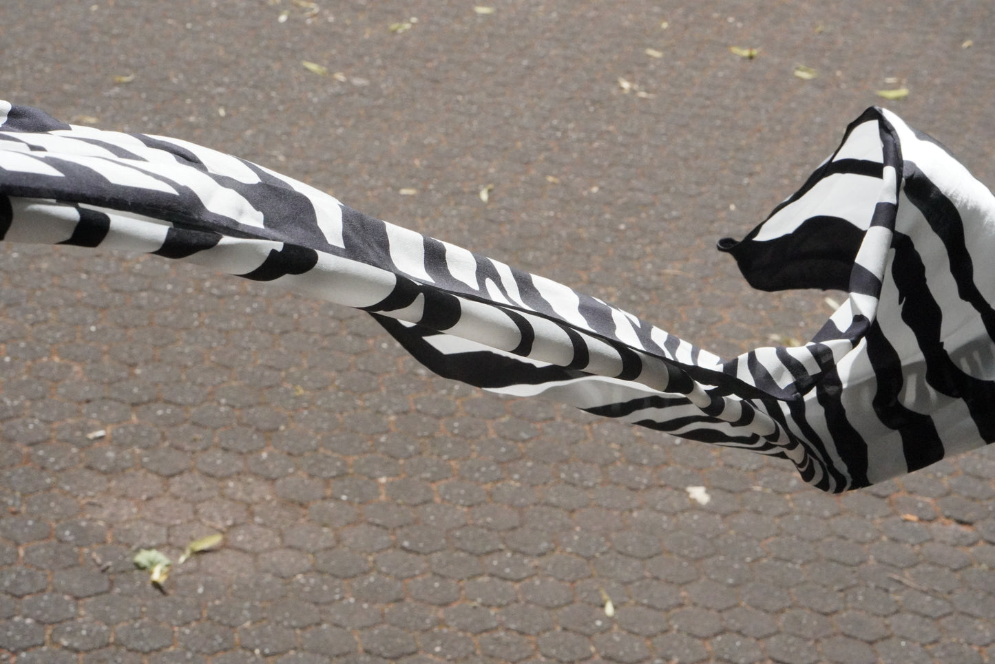 Vintage Black & White Silk Scarf - Abstract Zebra Print Square Scarf