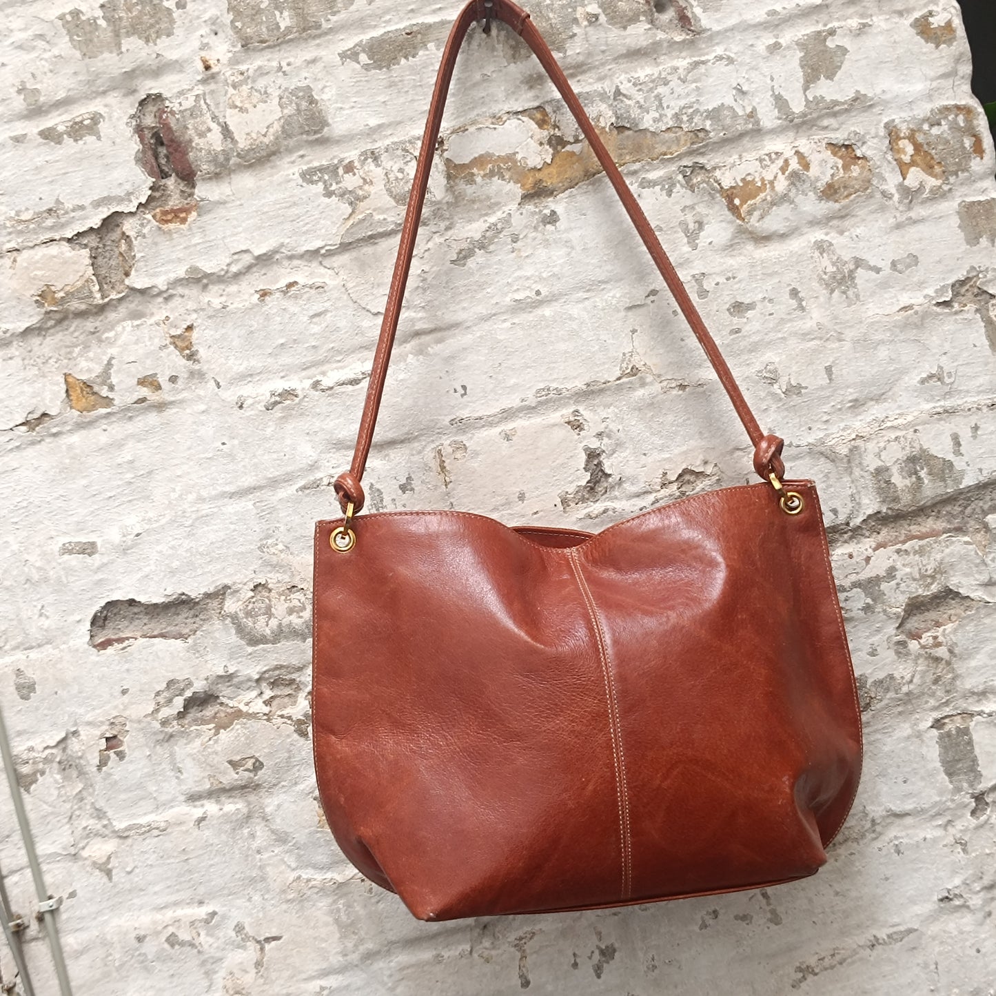Suede Shoulder Bag - Vintage 80s Patchwork Tote - Brown Cream | Medium