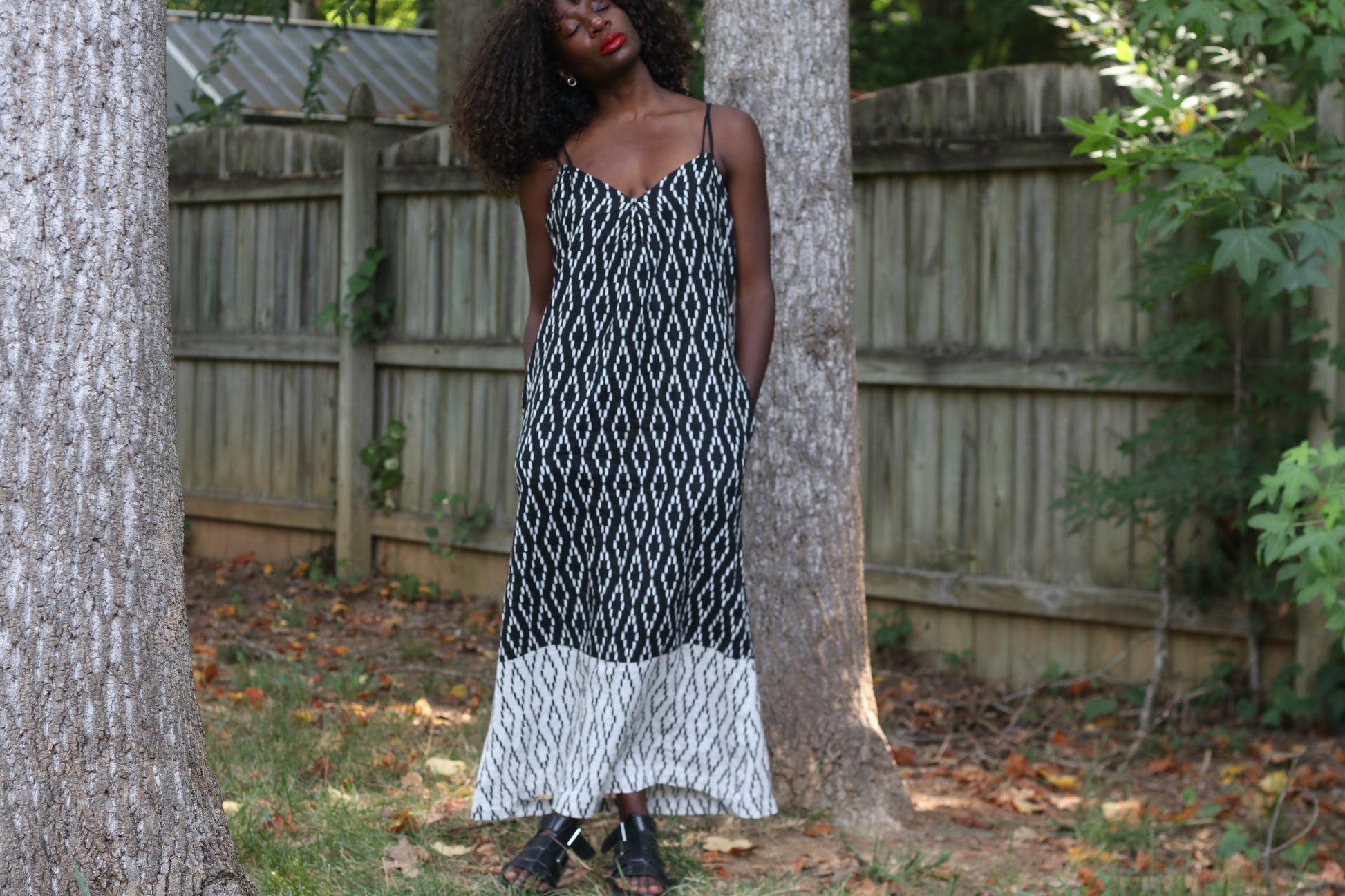 Vintage Banana Republic Cotton Linen Ikat Print Maxi Dress - Size 6