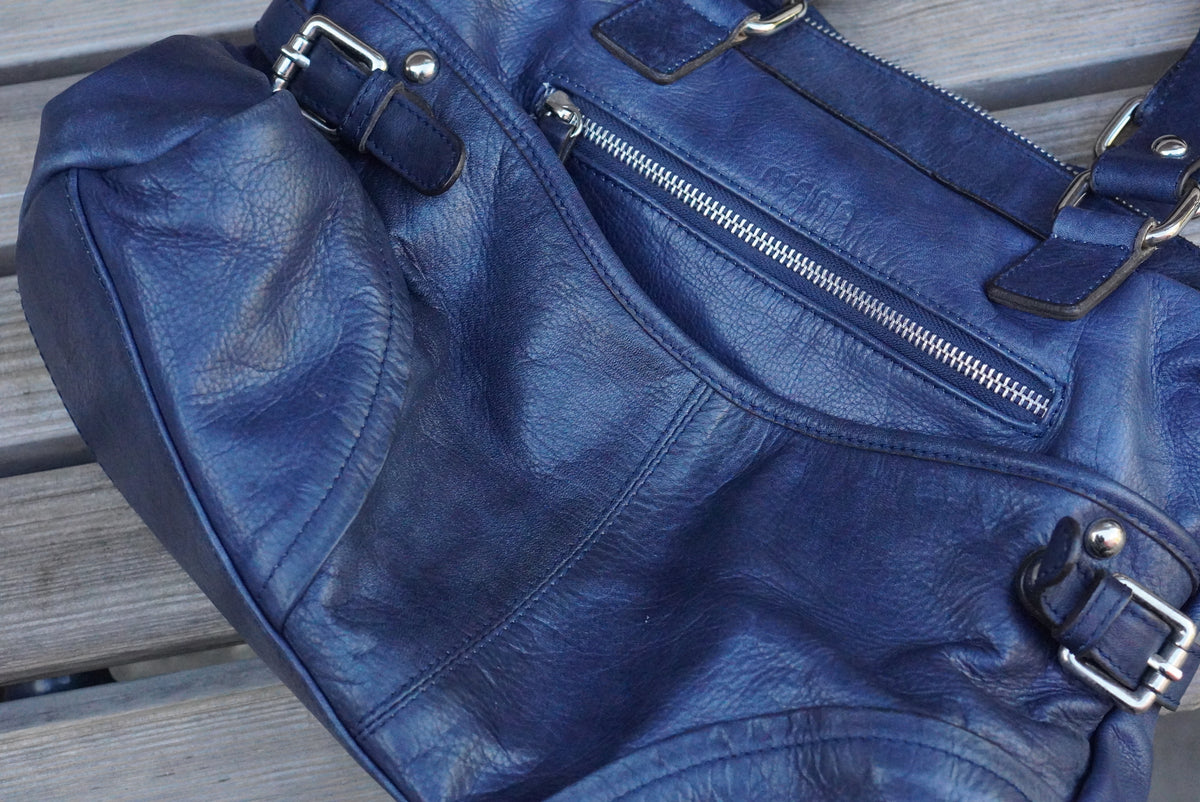 Leather Shoulder Bag - 2000s Y2K Indie Sleaze Style - Navy Blue | One Size