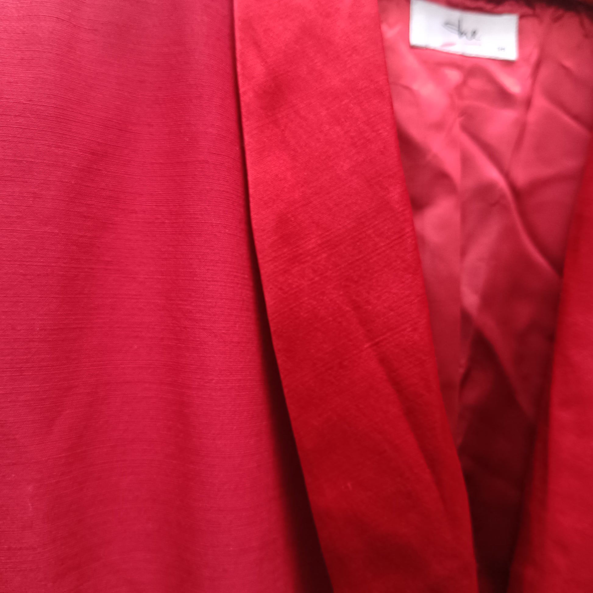 Vintage Red Tuxedo Blazer | 80s Satin Shawl Collar Evening Coat | M