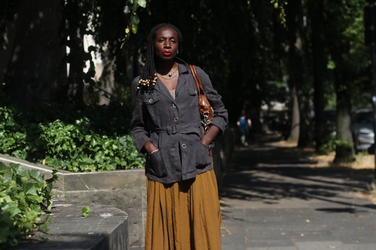 Vintage 90s Charcoal Grey Linen Safari Jacket - Public Utility Coat