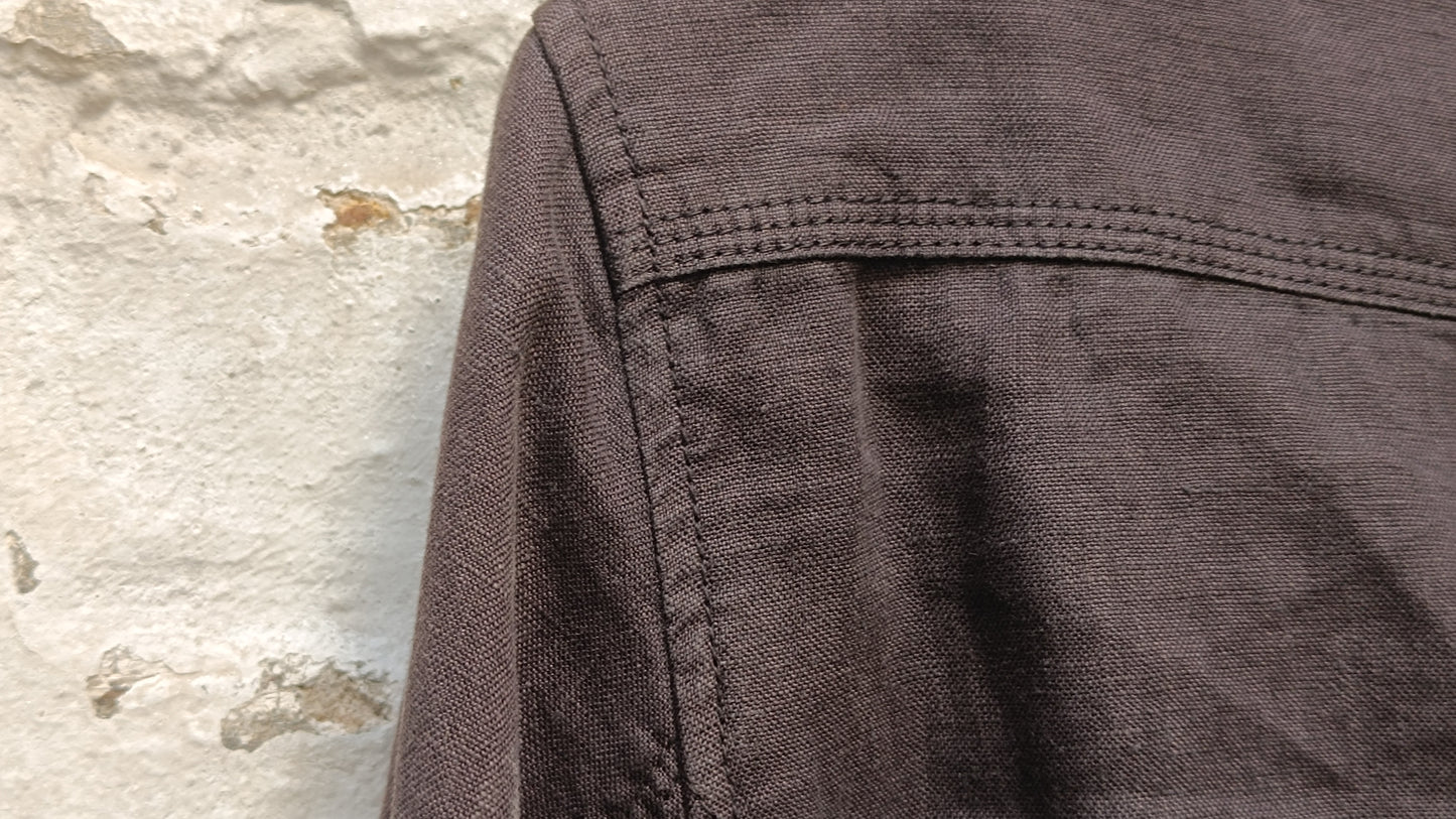 Vintage 90s Charcoal Grey Linen Safari Jacket - Public Utility Coat