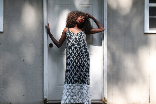 Vintage Banana Republic Cotton Linen Ikat Print Maxi Dress - Size 6
