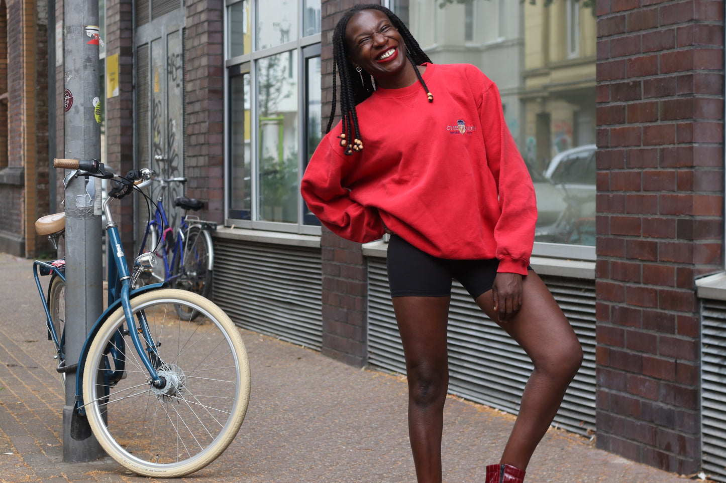 Vintage Chevignon Sweatshirt - 90s Red Graphic Crewneck Jumper