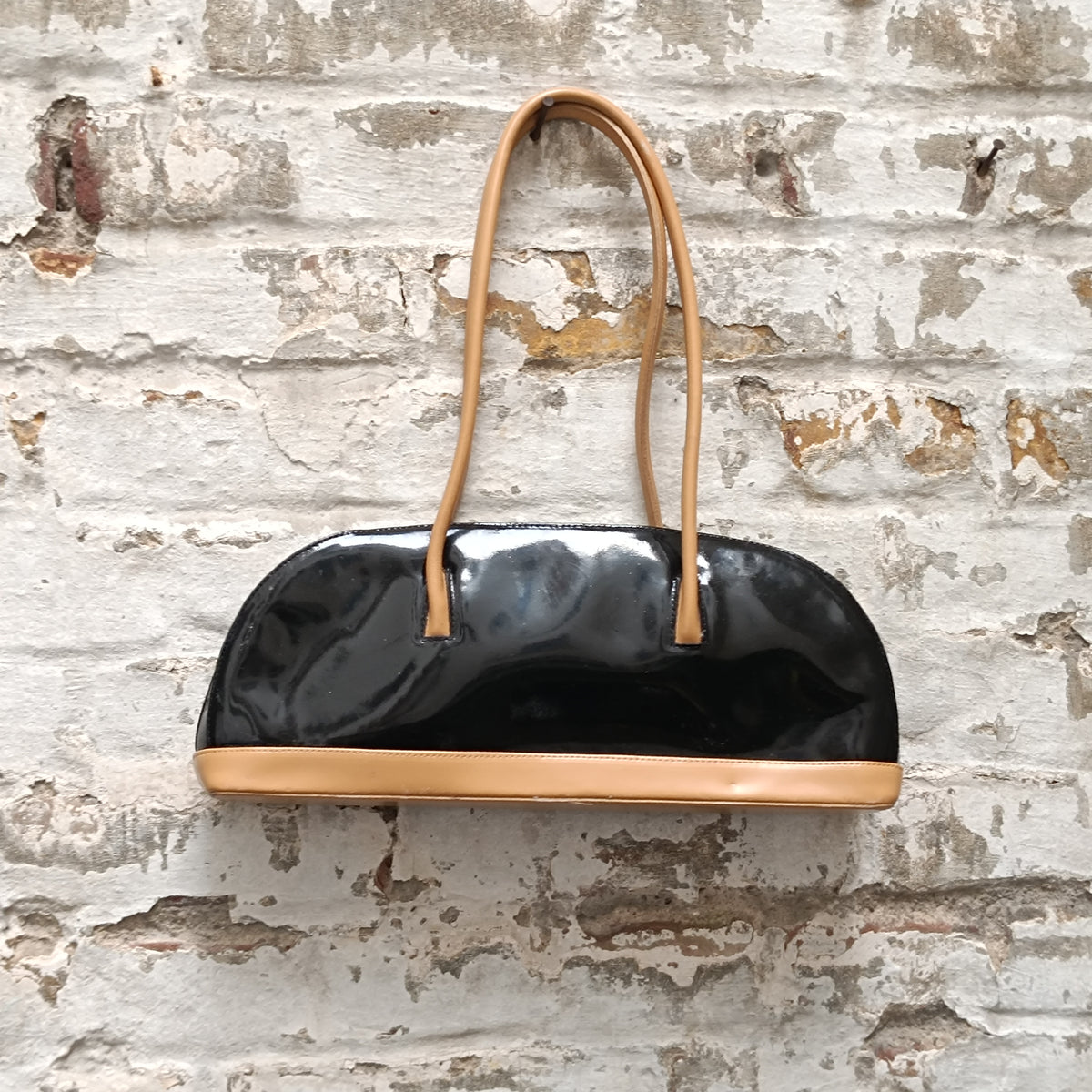 Vintage 90s L. Credi Shoulder Bag | Black Patent Leather Purse