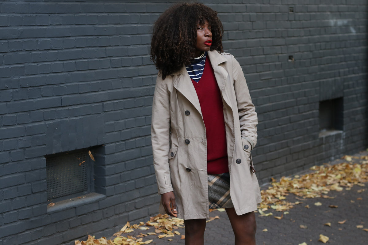 Trench Coat Vintage Y2K Beige Double Breasted Jacket | Size S EU 36