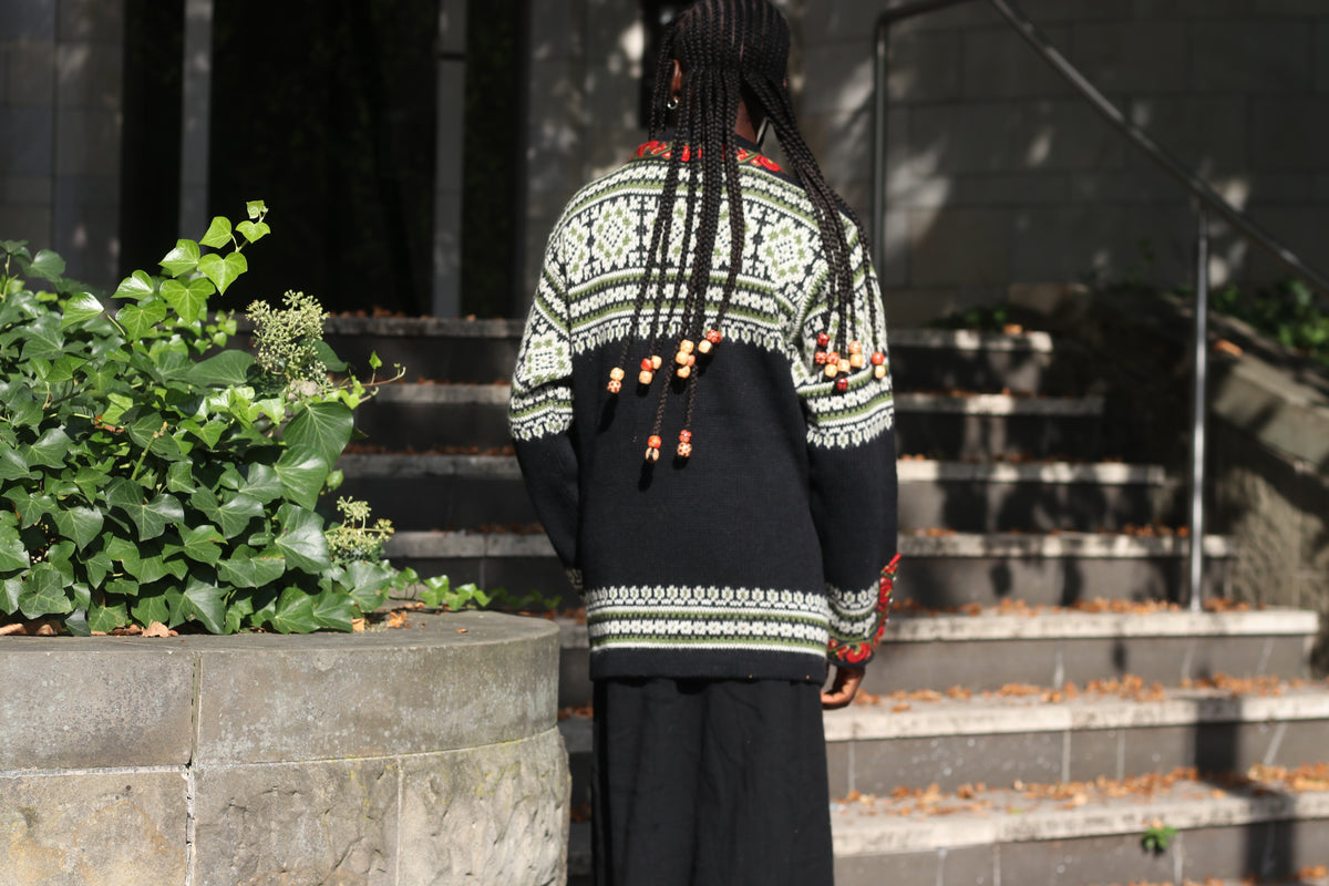 Vintage Norwegian Wool Cardigan | Nordstrikk Folk Knit | L/XL