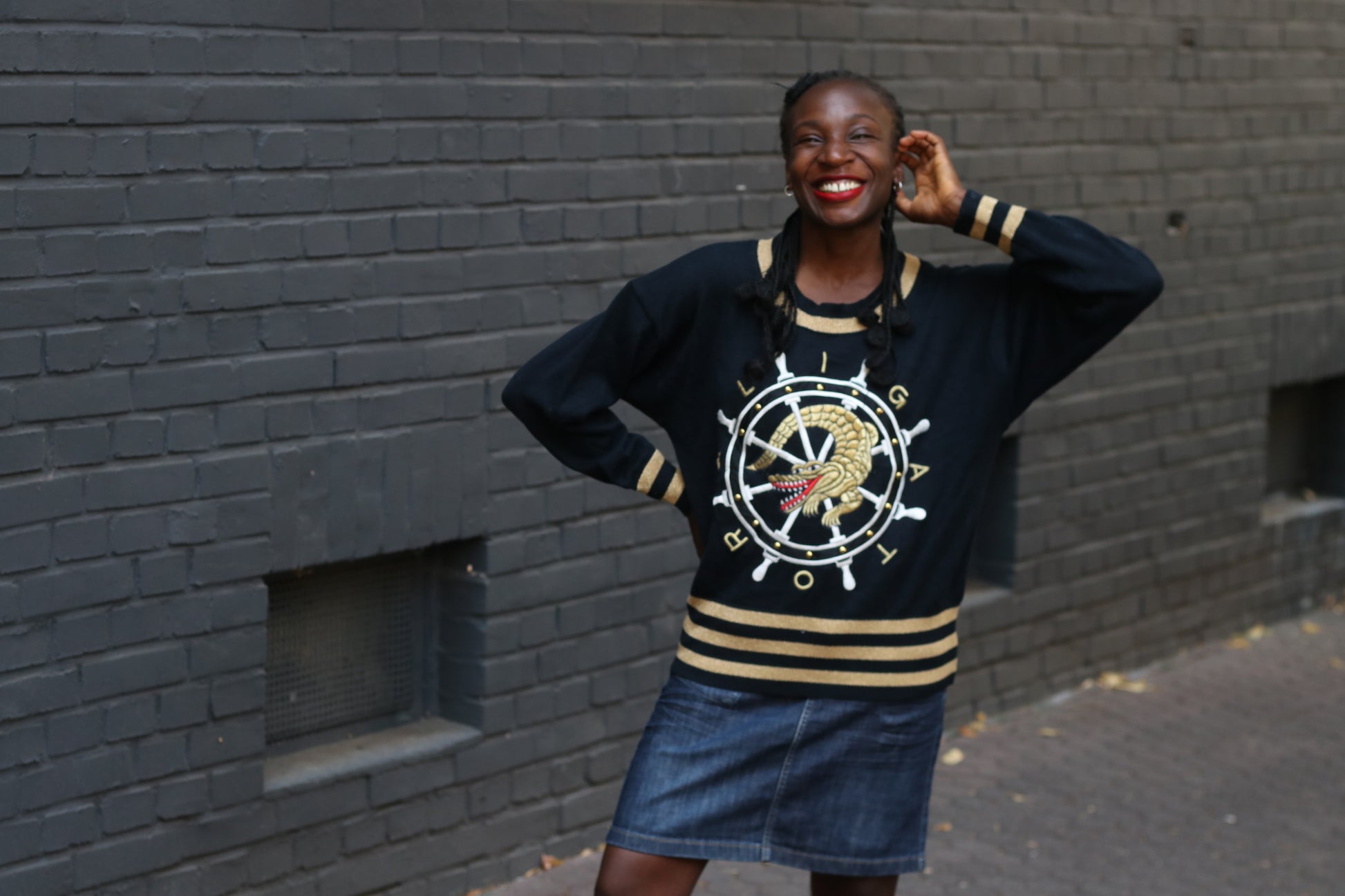 Vintage Escada Alligator Sweater | 80s Nautical Knit Jumper - M