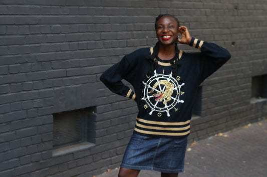 Vintage Escada Alligator Sweater | 80s Nautical Knit Jumper - M
