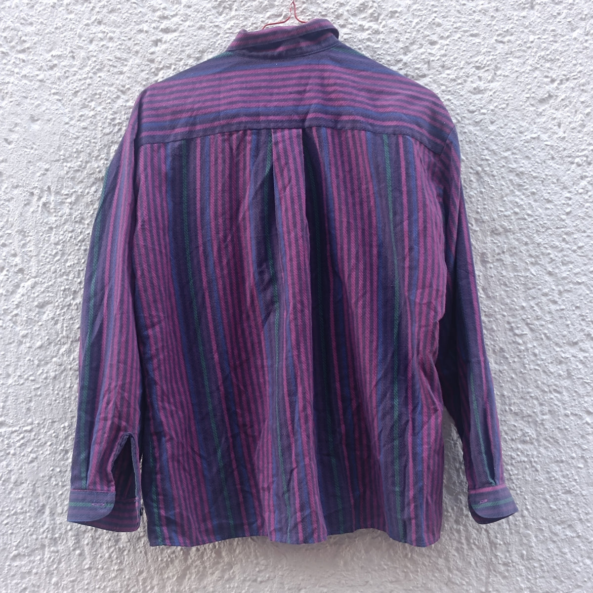 Vintage Striped Oversized Shirt | 90s Purple Teal Cotton Blouse XS to S