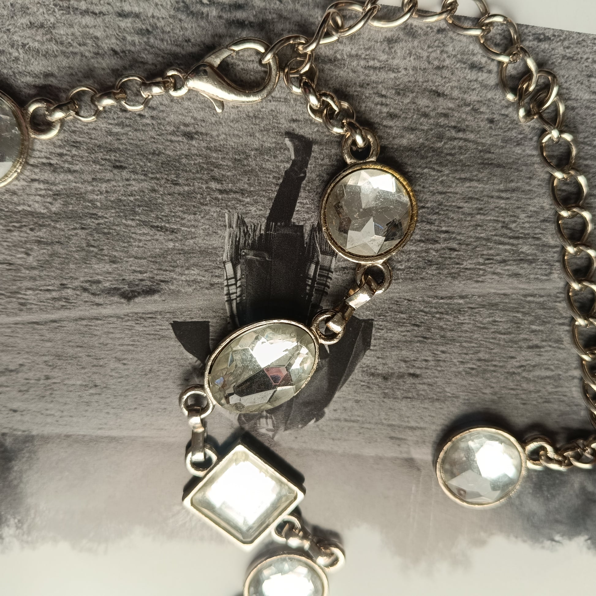 Vintage Y2k Rhinestone Belt | Adjustable Clear Crystal Chain Belt