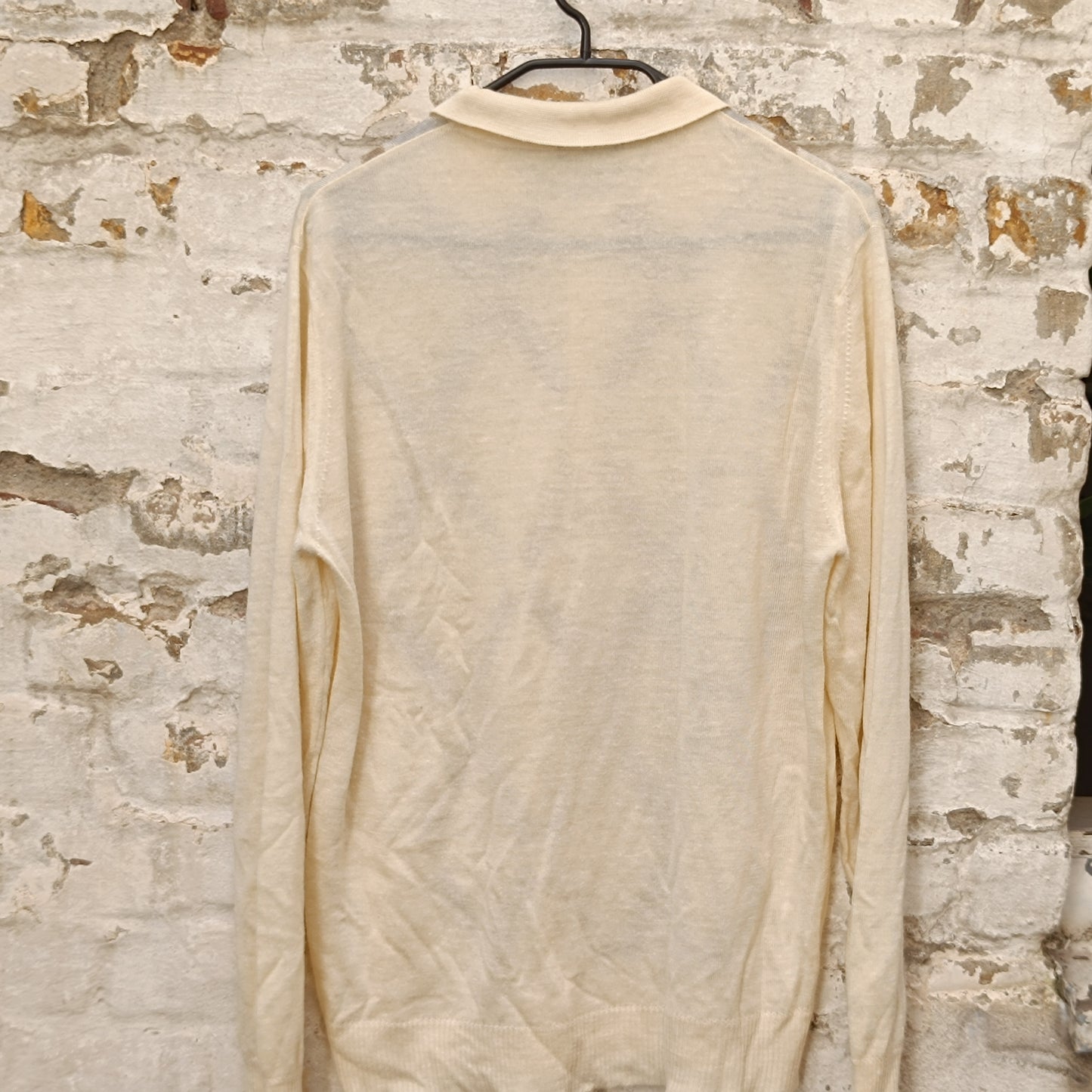 Argyle Sweater | Vintage 70s Guy de Bérac Cream Knit Polo | M/L
