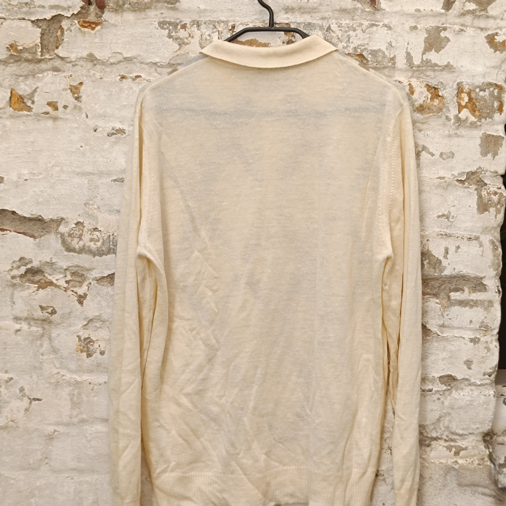 Argyle Sweater | Vintage 70s Guy de Bérac Cream Knit Polo | M/L