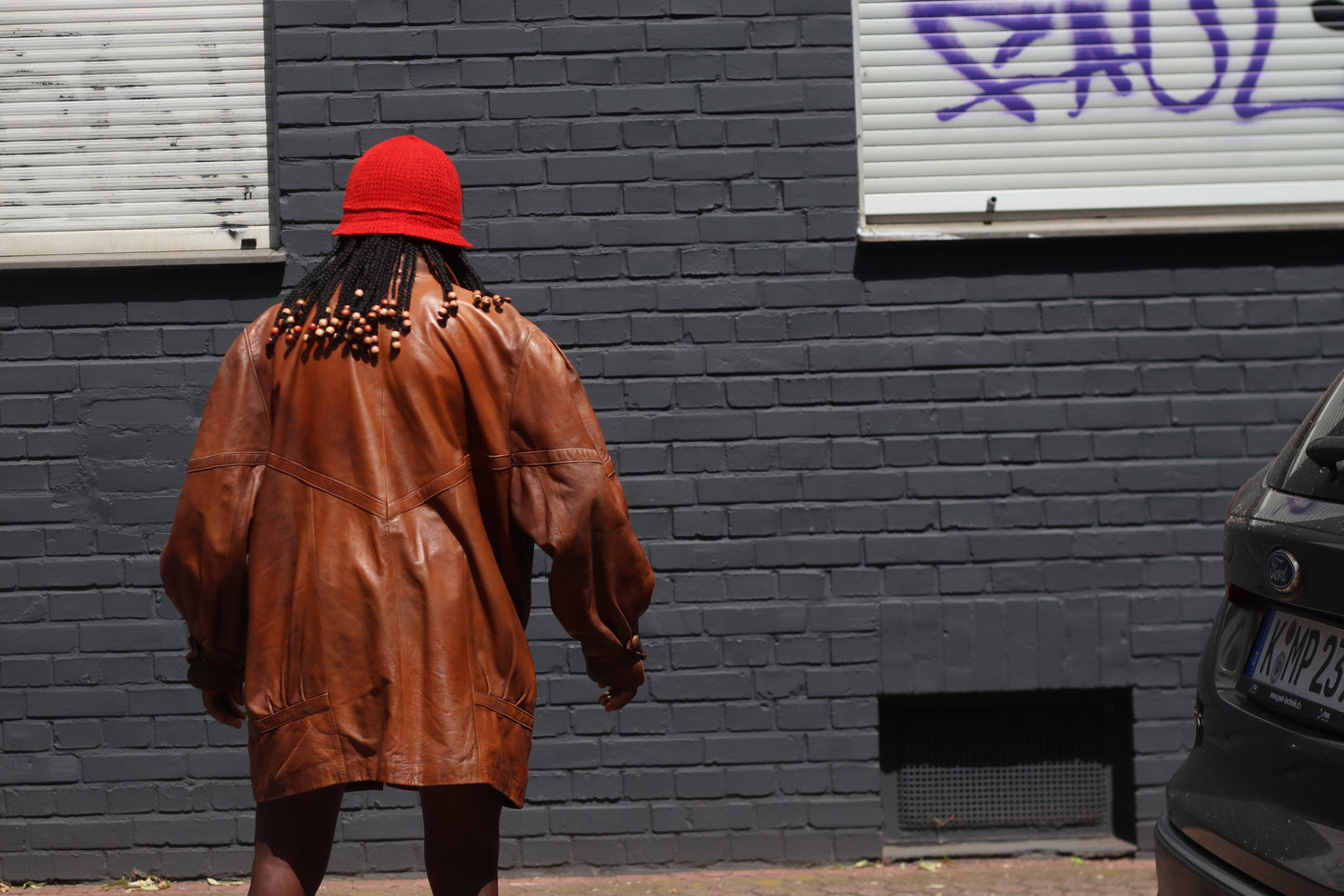 Vintage 1980s Leather Blazer Jacket Brown Oversized Boyfriend Coat Medium Large