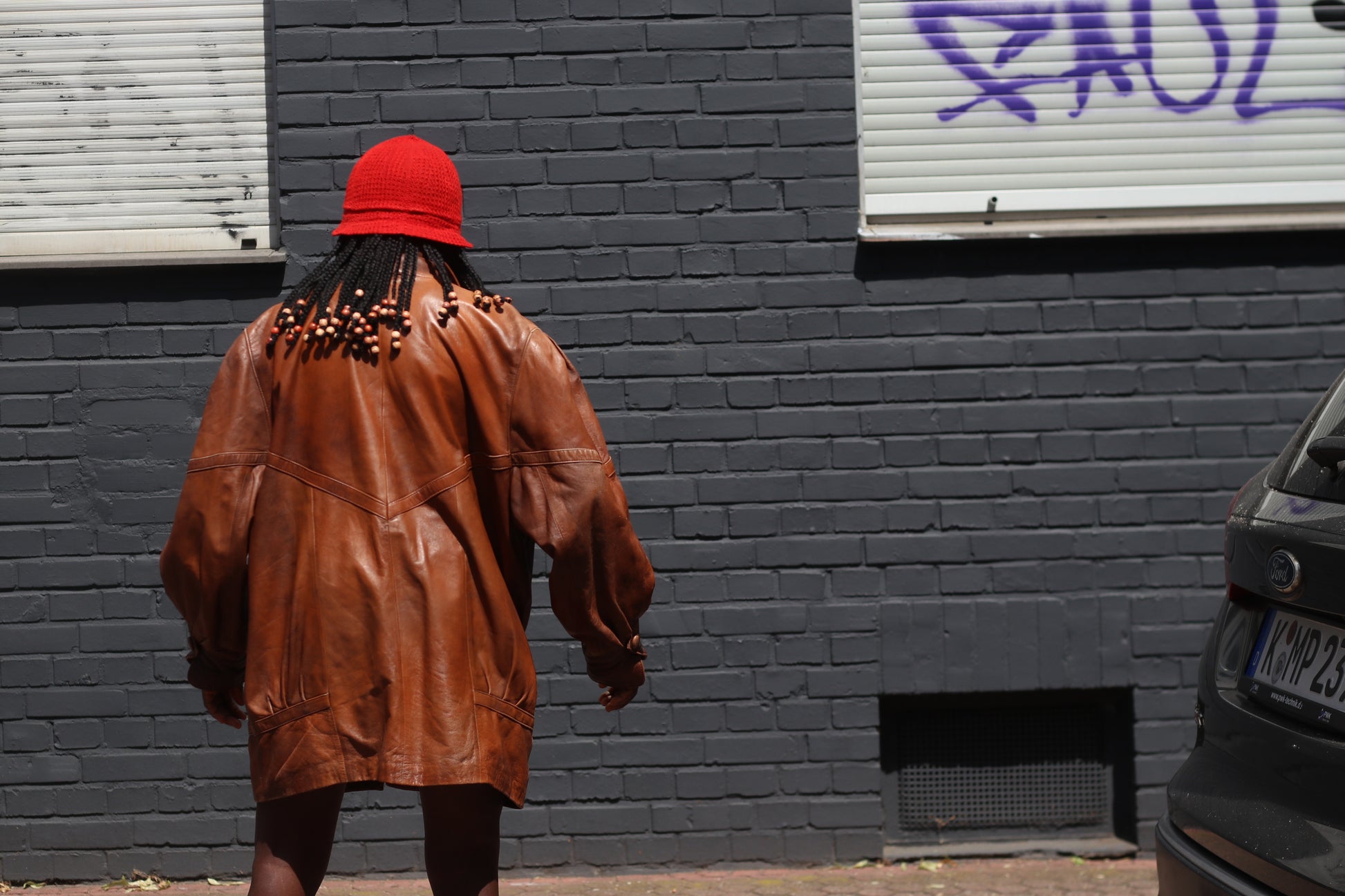 Vintage 1980s Leather Blazer Jacket Brown Oversized Boyfriend Coat Medium Large