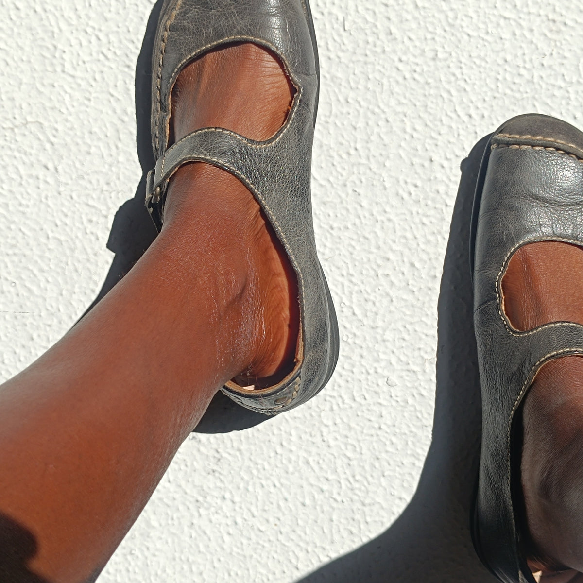 Camel Active Vintage Mary Jane Flats - 90s Grey Leather | Fits EU 39 / UK 6.5